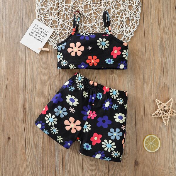 

Baby Girl Floral Cami Top With Shorts, Multicolor