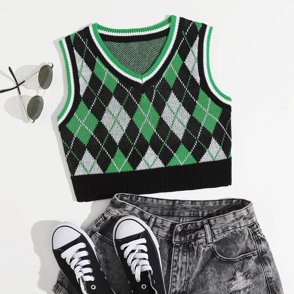

Argyle Pattern Sweater Vest, Multicolor