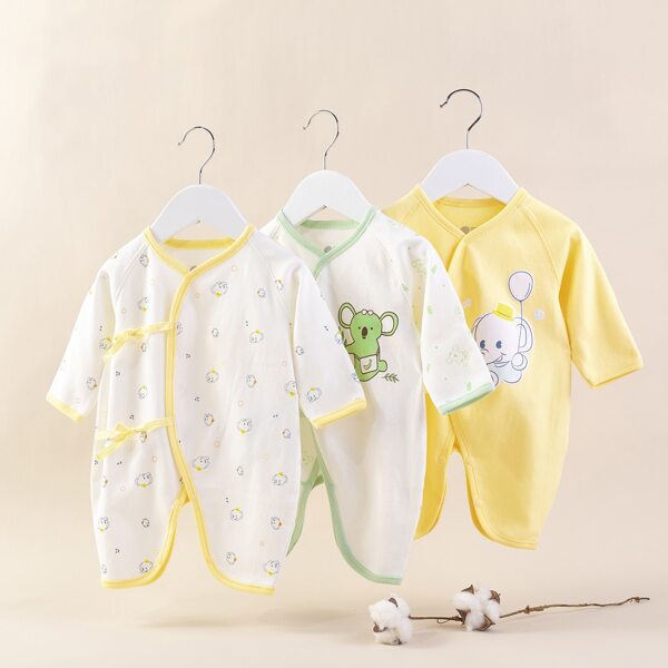 

Baby Unisex 3 Pack Cartoon Graphic Jumpsuit, Mustard yellow