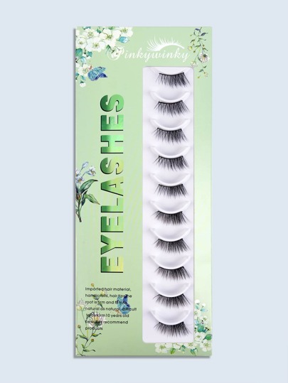 10pairs Full False Lashes Tail Elongated Volumized Fake Eyelashes Strip Lashes,Lashes,Eyelashes,Fake Lashes
