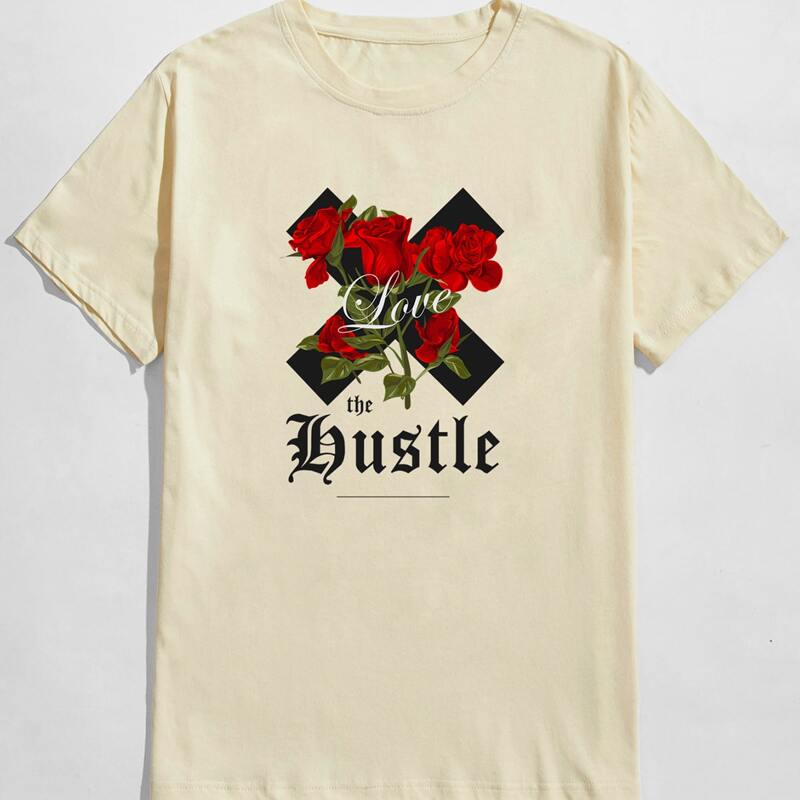 

Guys Letter Rose Graphic Tee, Beige