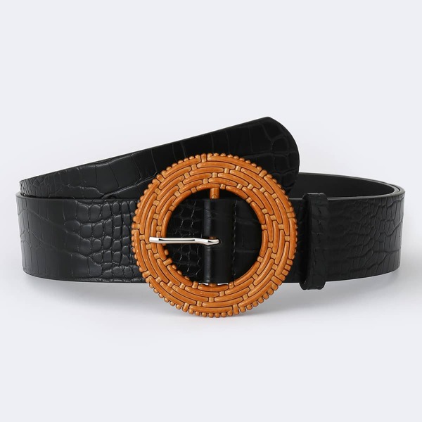 

Croc Embossed Belt, Black