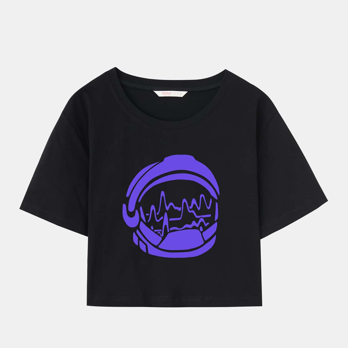 

ROMWE X Abdallahmarcos Graphic Crop Tee, Black