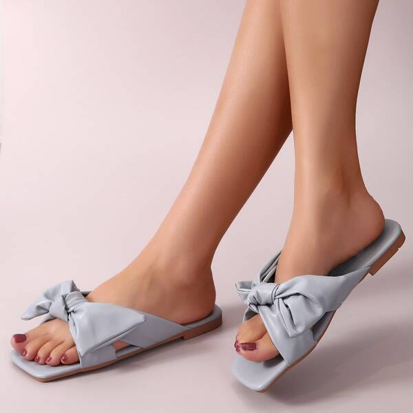 

Bow Decor Slide Sandals, Blue