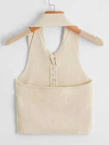 لباس علوي محبوك مضلع بازرار امامي - لون مشمشي - مشاهدة 2