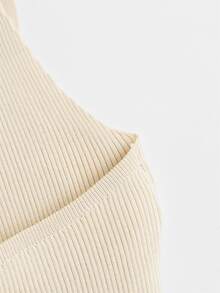 لباس علوي محبوك مضلع بازرار امامي - لون مشمشي - مشاهدة 4