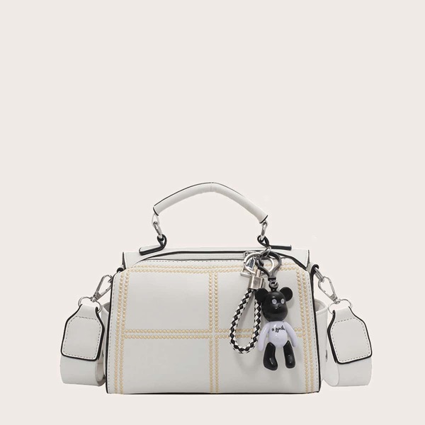

Studded & Idol Decor Satchel Bag, White