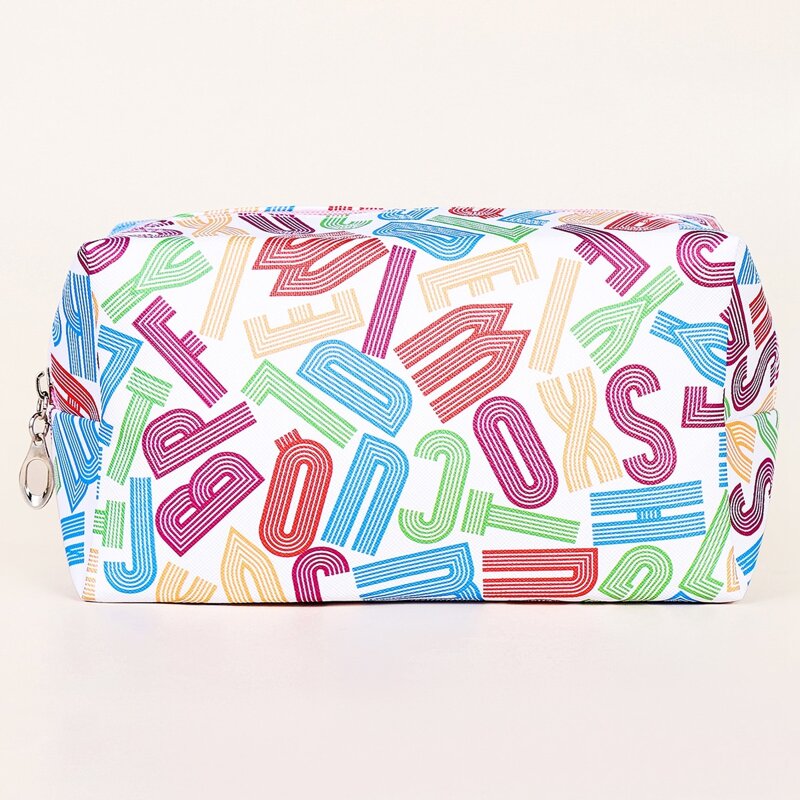

Letter Graphic Square Makeup Bag, Multicolor