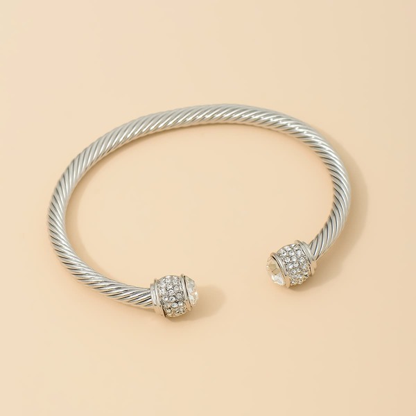

Rhinestone Detail Cuff Bangle, Silver