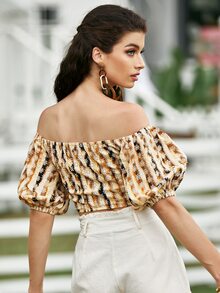 SHEIN Top De Hombro Descubierto Con Bordado Floral - Multicolor - Ver 2