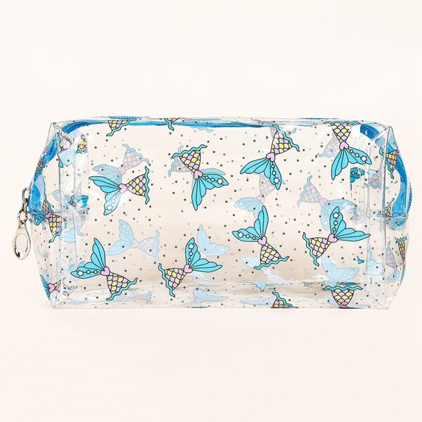 

Cartoon Mermaid Tail Clear Square Makeup Bag, Multicolor