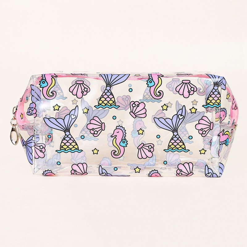 

Cartoon Mermaid Tail Clear Square Makeup Bag, Multicolor