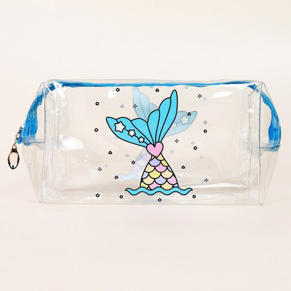 

Cartoon Mermaid Tail Clear Square Makeup Bag, Multicolor