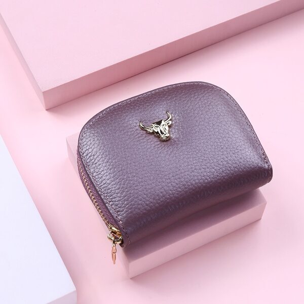 

Metal Decor Zip Around Card Holder, Purple