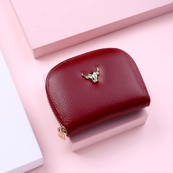 

Metal Decor Zip Around Card Holder, Red