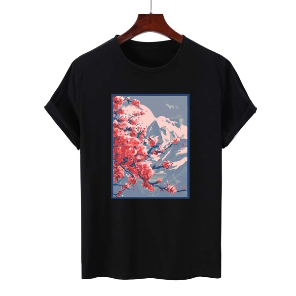 

Men Floral Print Short Sleeve Tee, Black