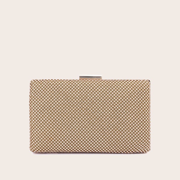 

Rhinestone Decor Chain Clutch Bag, Gold