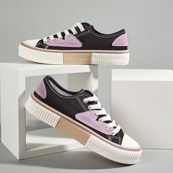 

Color Block Canvas Shoes, Black
