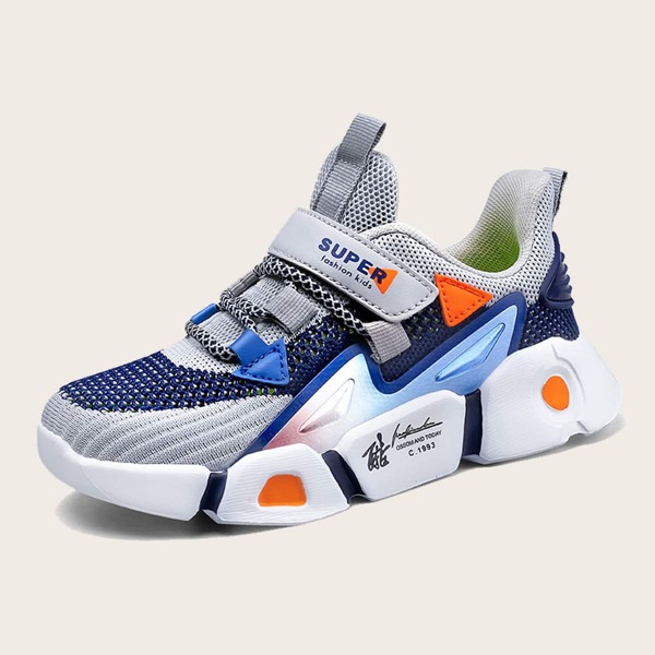 

Boys Color Block Velcro Strap Sneakers, Grey