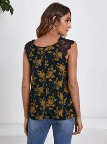 Floral Contrast Lace Blouse - Multicolor - View 2