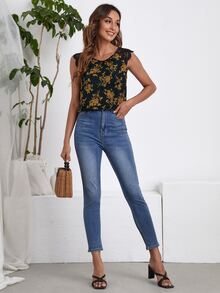 Floral Contrast Lace Blouse - Multicolor - View 4