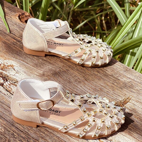 

Toddler Girls Studded Decor Cut Out Sandals, Gold