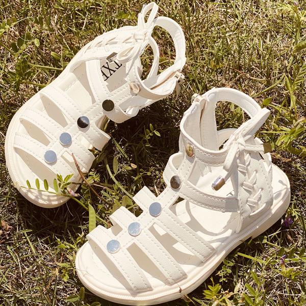 

Girls Lace-up Decor Sandals, Beige