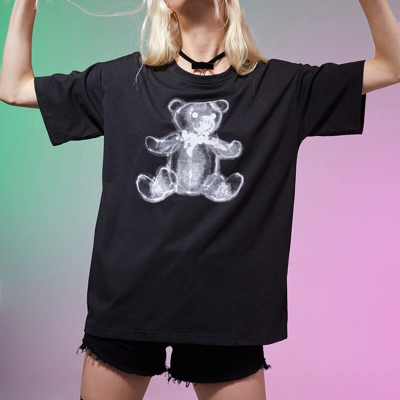 

Bear Graphic Oversized Tee, Black