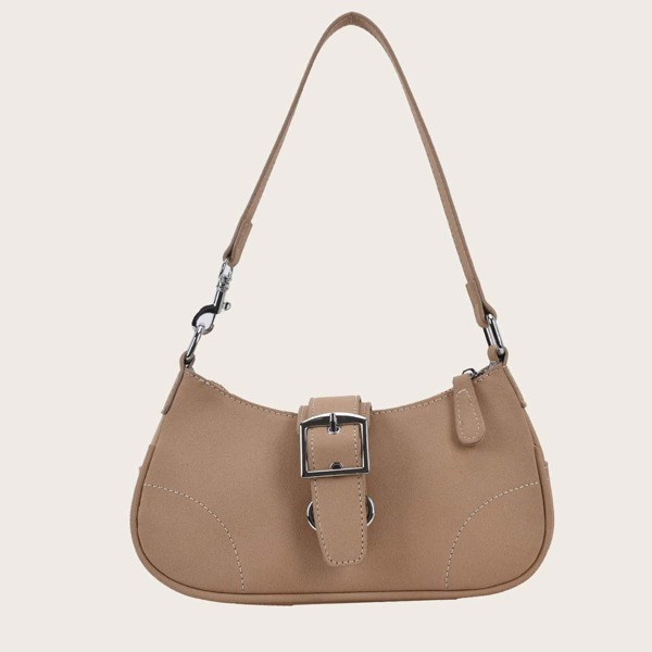 

Buckle Decor Shoulder Bag, Khaki
