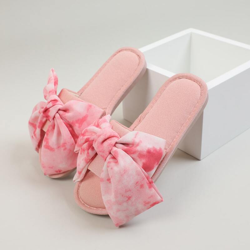 

Tie Dye Bow Decor Slippers, Pink