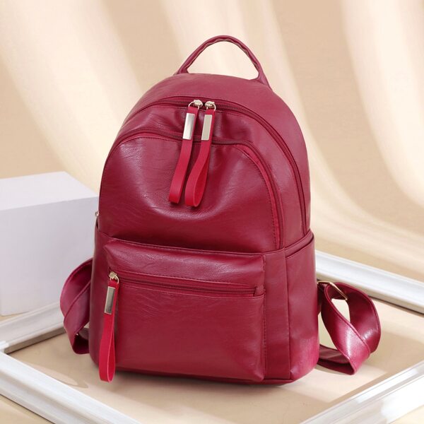 

Minimalist Double Zipper Classic Backpack, Red