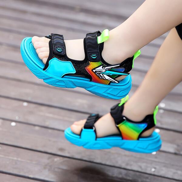 

Boys Letter Graphic Velcro Strap Sandals, Blue