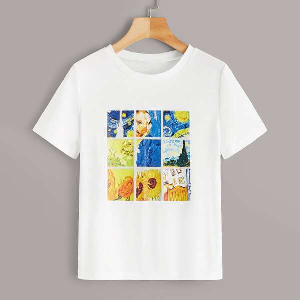 

Plus Oil Painting Print Tee, White