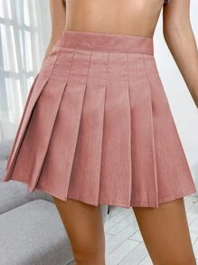 SHEIN Unity Falda fruncido con cremallera trasera - Rosa vieja - Ver 3