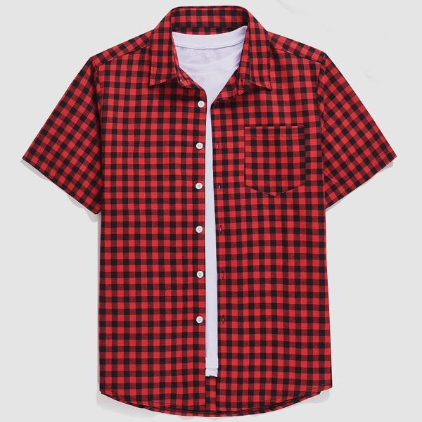 

Men Gingham Print Shirt Without Tee, Multicolor