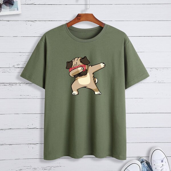 

Men Dog Print Tee, Army green