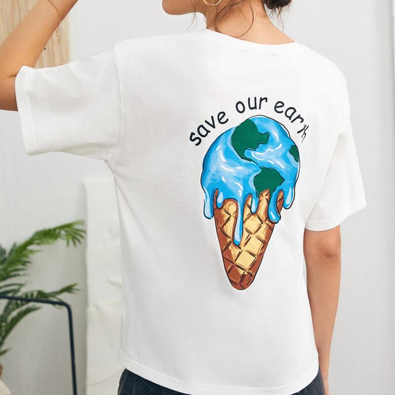 

Drop Shoulder Slogan Graphic Graphic Tee, White