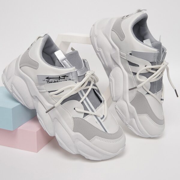 

Color Block Lace-up Front Sneakers, Grey