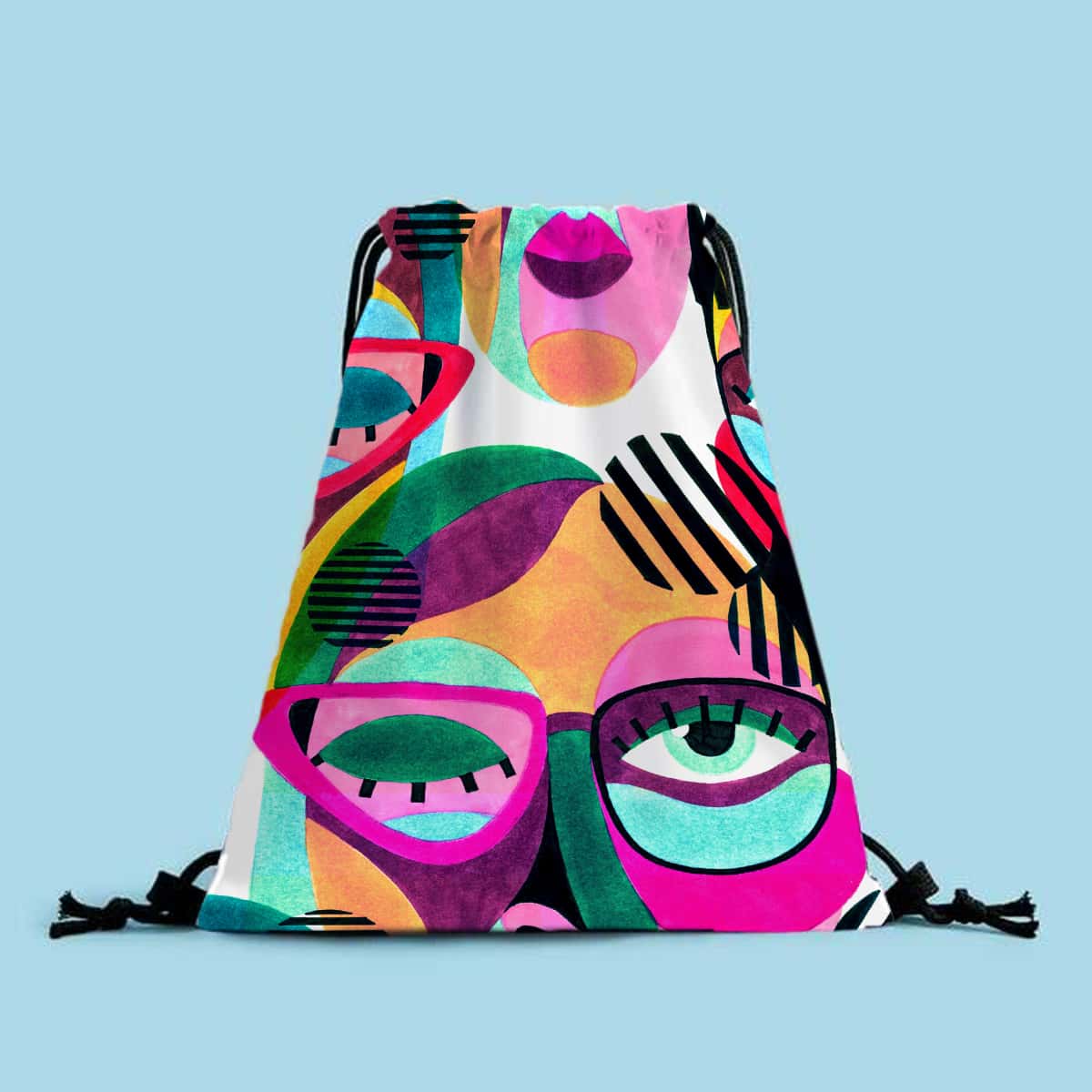 

Color Block Drawstring Backpack, Multicolor