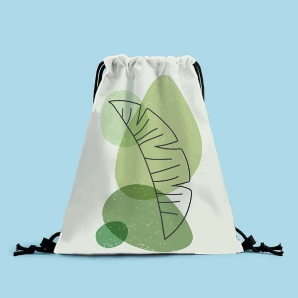 

Leaf Graphic Color Block Drawstring Backpack, White