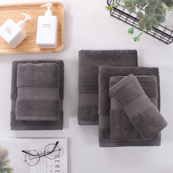 

1pc Solid Color Face Towel, Dark grey