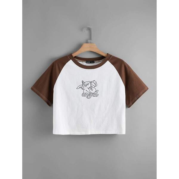 

Angel Print Raglan Sleeve Tee, White