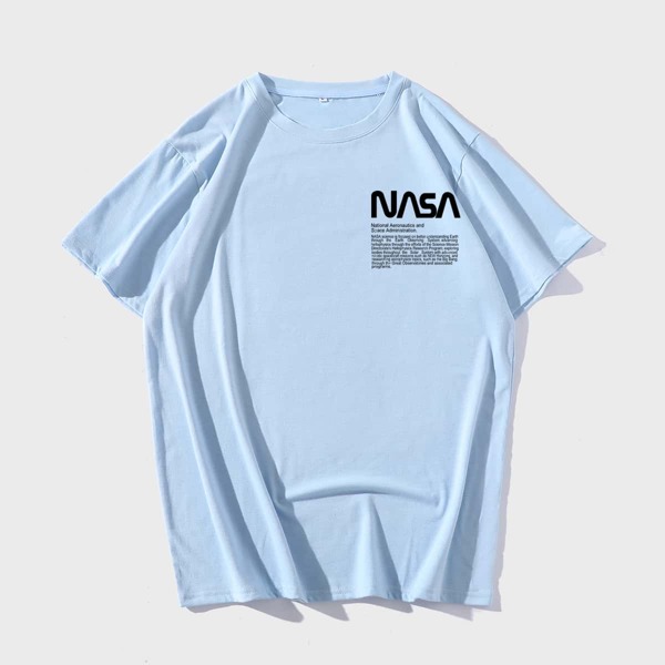 

Men Letter Graphic Short Sleeve Tee, Baby blue