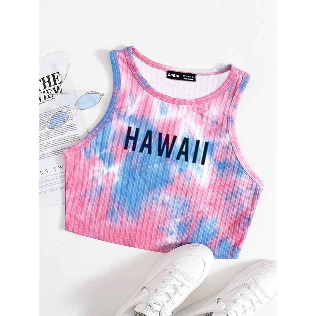 

Tie Dye Letter Graphic Tank Top, Multicolor