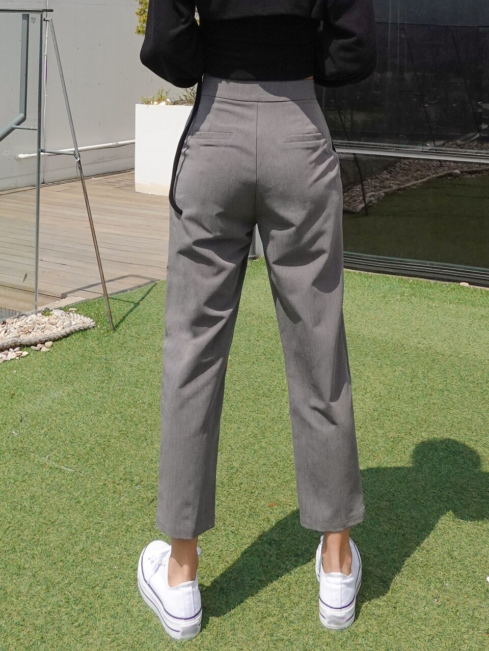 Slant Pocket Solid Tailored Pants, Women Dress Pants Business Attire