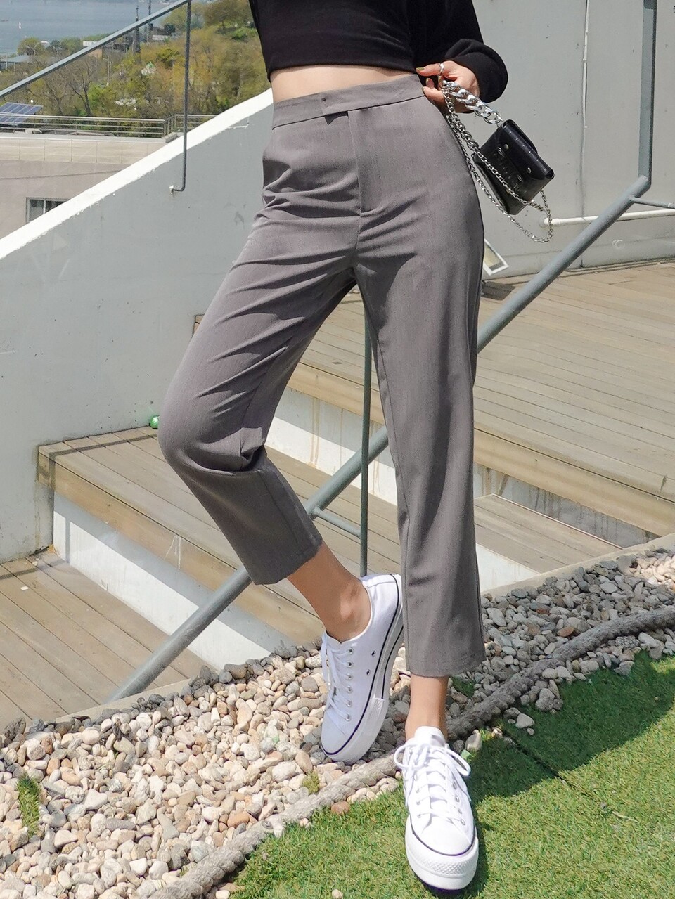Slant Pocket Solid Tailored Pants, Women Dress Pants Business Attire