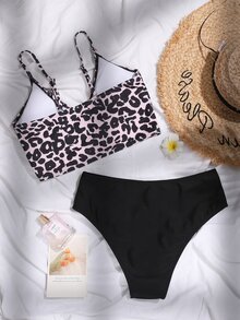 Bikini con estampado de leopardo para verano y playa - Multicolor - Ver 2