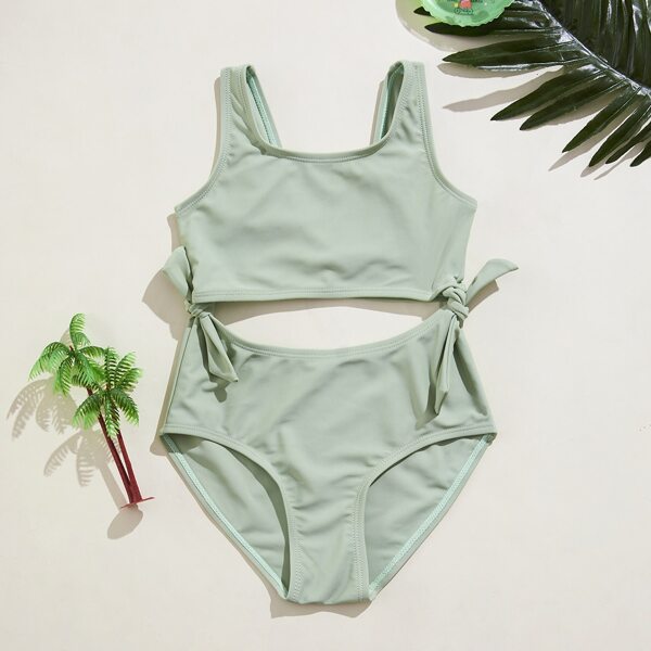 

Girls Cut-out One Piece Swimsuit, Mint green