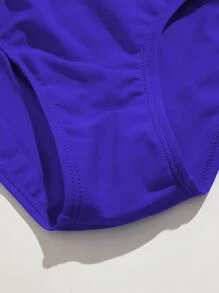 Conjunto de bikini de cuello en V para niña preadolescente, playa de verano - azul real - Ver 5
