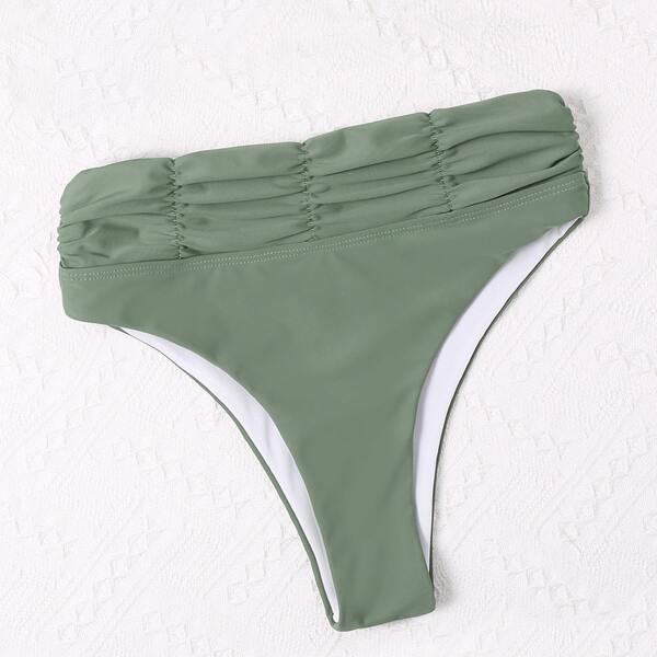 

Ruched High Waisted Bikini Panty, Army green